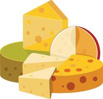 Cheese and slice on white background vector