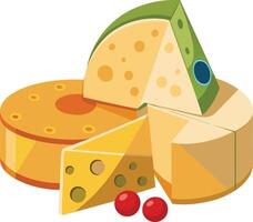 Cheese and slice on white background vector