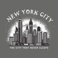 New York City, The City That Never Sleeps, New York City T Shirt Design, New York City Typography Building Illustration T-shirt Design Free , New York City Logo . vector