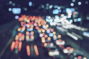 Car traffic light at night city. photo