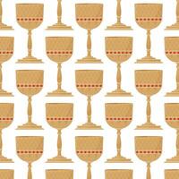 Antique cup inlaid with rubies in flat style. Pattern for textile, wrapping paper, background. vector
