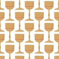 Antique cup inlaid with rubies in flat style. Pattern for textile, wrapping paper, background. vector