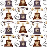 Retro telephone in flat style. Antique item. Pattern for textile, wrapping paper, background. vector