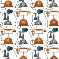 Vintage telephones in flat style. Subject of communication. Antique item. Pattern for textile, wrapping paper, background. vector