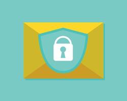 correo electrónico seguridad concepto, correo electrónico sobre con proteger icono. vector