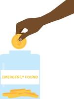 Emergency Fund. Saving dollar coin in money jar. Growth, income, savings, investment. Symbol of wealth. Business success. vector