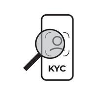 KYC, know your customer line icon vector