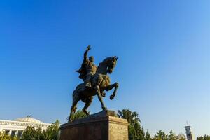 Tashkent, Uzbekistan - October 16, 2023 Monument Amir Timur or Tamerlane on a sunny day. photo