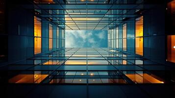 A towering structure with countless windows filling its facade photo