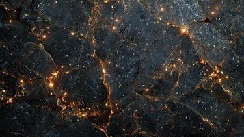 View of Earth from space showing city lights at night photo