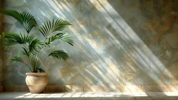 A potted plant placed on top of a tiled floor indoors photo
