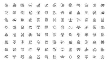 Industry and construction icons. Thin line icons collection. vector