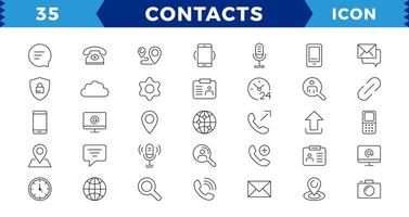 Contact and communication Iconset, outline icon for contact, chat and communication.Web and mobile icon. Chat, support, message, phone.Thin lines web icons set - Contact us. vector