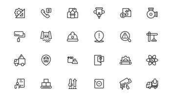 Industry and construction icons. Thin line icons collection. vector