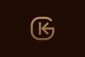 inicial G k o kg logo, monograma logo diseño combinación de letras sol y k en oro color, usable para marca y negocio logotipos, plano diseño logo modelo elemento, ilustración vector