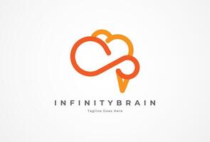 Brain Logo, brain with infinity combination, flat design logo template element, illustration.eps vector