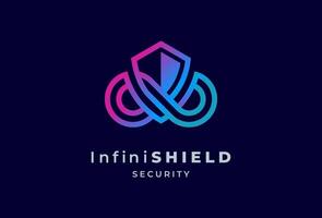 Security Logo, shield and infinity icon combination, usable for technology and security company logos, illustration vector