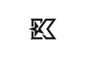letra k estrella logo diseño , letra k con estrella combinación , ilustración vector