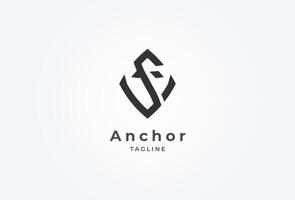 Initial S Anchor logo design, letter S with anchor combination, flat design logo template, illustration vector