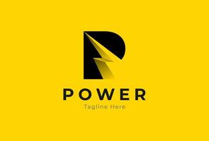 Letter P Power Energy logo, abstract letter P with lightning bolt combination, tunder bolt design logo template, illustration vector