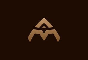 initial AM or MA logo, monogram logo design combination of letters A and M in gold color, usable for brand and business logos, flat design logo template element, illustration vector