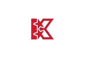 letra k estrella logo diseño, letra k con estrella combinación, ilustración vector