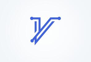 letra v tecnología logo, letra v con tecnología estilo logo diseño inspiración, plano logo diseño, ilustración vector