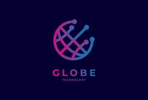 Globe Technology Logo Design, world globe logo template, usable for technology and company logos, illustration vector