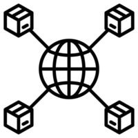 Global Supply Network icon line illustration vector