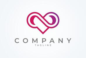 Infinity Heart logo, Heart with infinity combination, flat design logo template, illustration vector