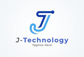 letra j tecnología logo, letra j con tecnología estilo logo diseño inspiración, plano logo diseño, ilustración vector