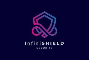 Security Logo, abstract shield and infinity combination, usable for technology and security company logos, illustration vector