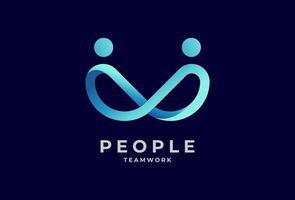 People logo design, human with infinity icon combination, people Logo design template element, illustration vector