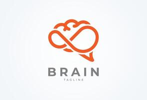 Brain Logo, brain with infinity combination, flat design logo template, illustration vector