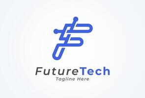 Letter F Technology Logo, letter F with tech style logo design inspiration, Flat Logo Design, illustration vector
