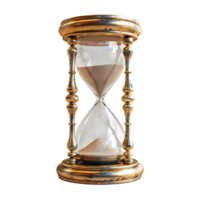 Vintage golden hourglass on isolated transparent background png