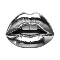 Chrome glossy lips on isolated transparent background png