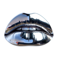 Chrome glossy lips on isolated transparent background png