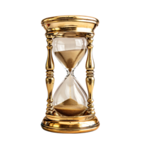Vintage golden hourglass on isolated transparent background png