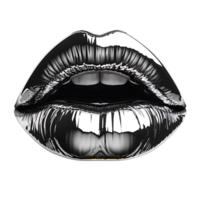 Chrome glossy lips on isolated transparent background png