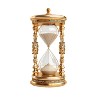 Vintage golden hourglass on isolated transparent background png