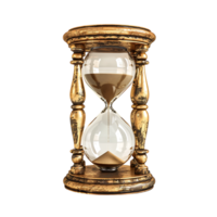 Vintage golden hourglass on isolated transparent background png