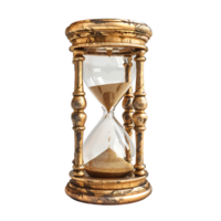 Vintage golden hourglass on isolated transparent background png