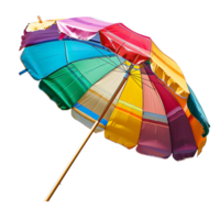Colorful beach umbrella on isolated transparent background png