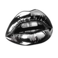 Chrome glossy lips on isolated transparent background png