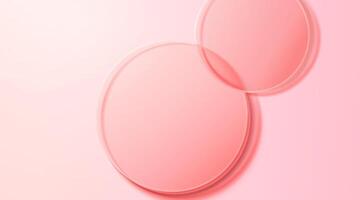 3d minimal soft pink product display background. Composition of transparent pink glass disks, viewed from above. vector