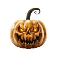 Realistic evil halloween pumpkin on isolated transparent background png