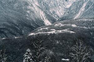 Sochi Mountain Peaks Spectacular Foggy View with Beautiful Lighting photo