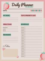 Daily Planner To Do List With Strawberry vector