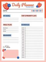 Daily Planner To Do List With Strawberry And Blueberry vector